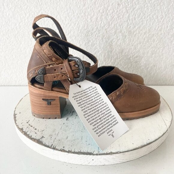 Lane Boots Womens Western Heels 7 Brown Casual Sandals Cowgirl Leather Buckle - Picture 2 of 10